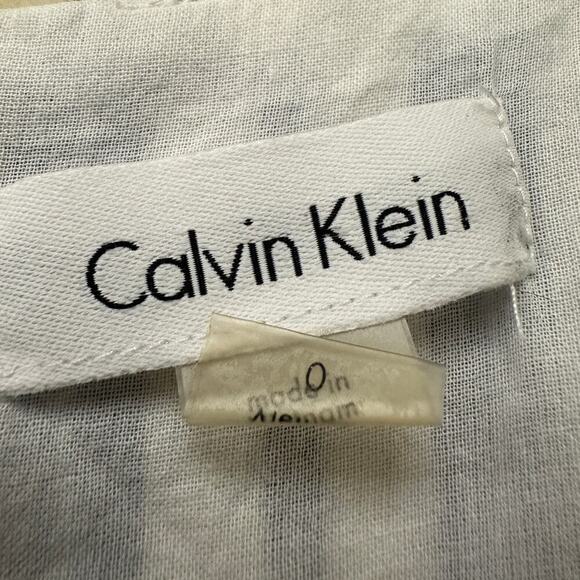 Calvin Klein Size 0 Blue White Striped Fit Flare Knee Dress Picnic Cottagecore - Picture 9 of 14